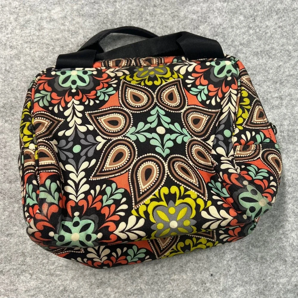 Vera Bradley Provencal Insulated Lunch‎ Bag Paisley Floral Tote Black Orange